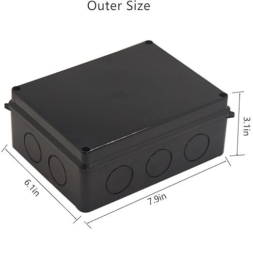 Project Box IP65 Waterproof Dustproof Junction Boxes ABS Plastic DIY Electronic Case, Indoor & Outdoor Electrical Box Power Cord Enclosure Black 200x155x80mm 2pcs
