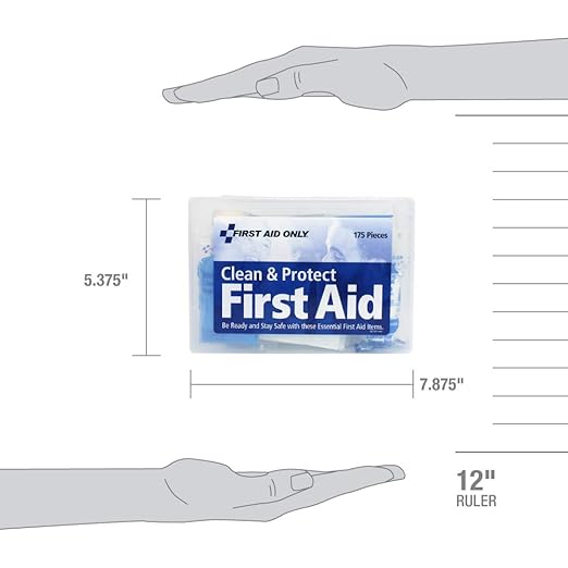 First Aid Only 59695 Clean & Protect Everyday Emergency First Aid Kit for Home, Work and Travel, 175 Pieces