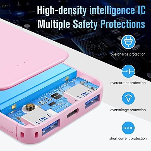 VANYUST S22 Portable Charger, Mini Colorful Power Bank, 5000mAh External Battery Pack Compatible with iPhone 15/14/13/12/11/X All Series and Android Phone, Pink