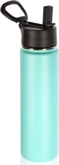 Volhoply 24 Ounce Insulated Water Bottle with Straw Lid,Stainless Steel Wide Mouth Sport Bottles with Handle,Double Wall Vacuum Cups Keep Cold,Reusable Travel Thermal Cups For Holder,Gym(Mint,1)