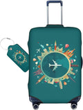 World Travel Luggage Covers and Luggage Tags Tsa Approved, Elastic Washable Fashionable Anti-Scratch Protector, Birthday Gifts for Men Women (M 22-25 Inch Luggage)