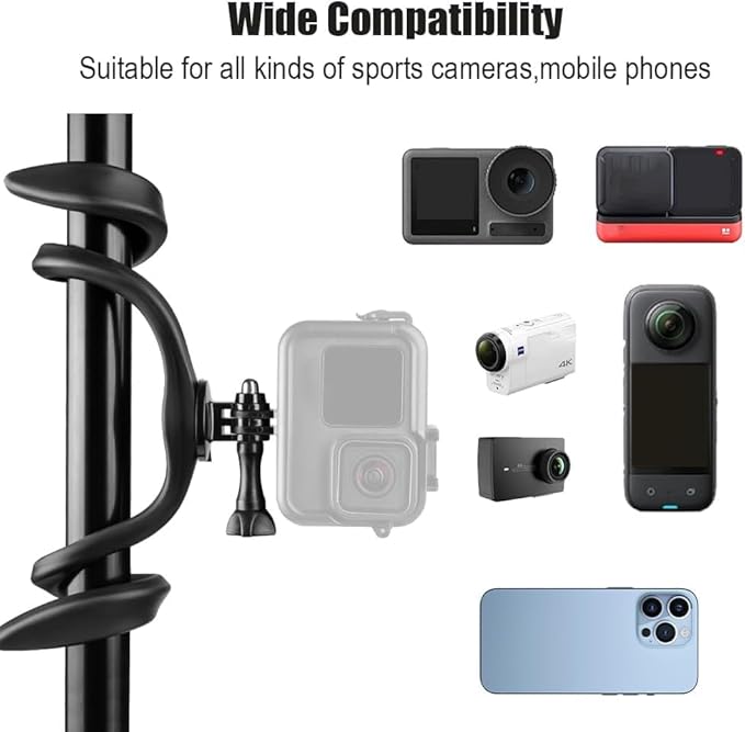 Taisioner U Stroller Phone Holder Wheelchair Accessories Cell Phone Seat Phone Holder for Treadmill Bike Shopping Cart Boat Action Camera Suitable with GoPro Hero 12/11/10/9/8/7/6/5/4 AKASO Insta360
