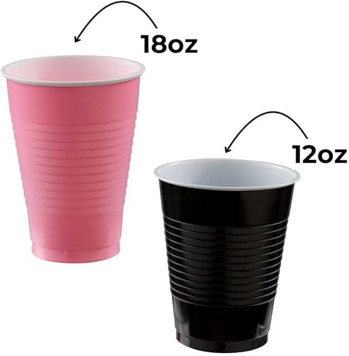 New Pink Plastic Cups (Pack of 20) - 12 oz. - Versatile Drinkware for Indoor & Outdoor Parties, Weddings, Birthdays, Celebrations & More