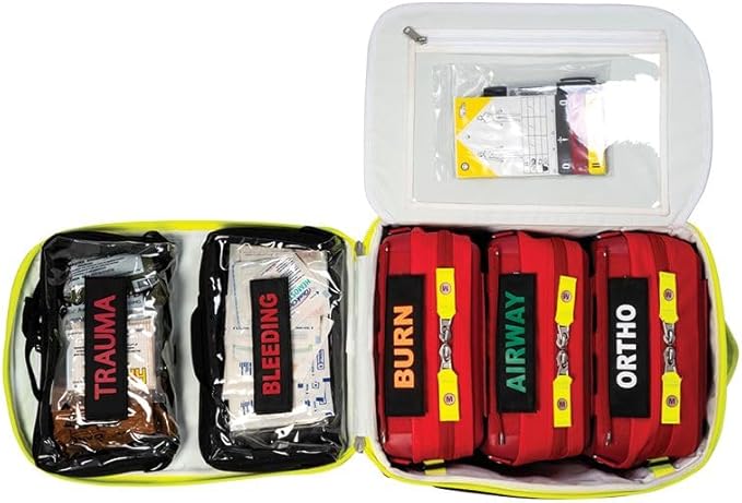 MERET V.E.R.S.A.™ PRO X EMS Backpack (High Viz Yellow) – Modular ALS BLS Trauma Bag with Infection Control Material, Laser Cut MOLLE, Padded Harness System