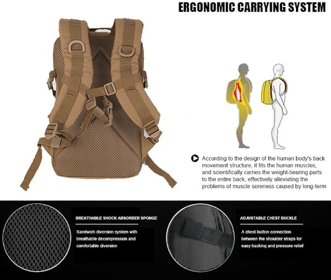 Miramrax 12L Small Backpack Day Pack - Mini Tactical Backpacks Military Daypack Molle Bag Rucksack Bug Out Bag for Hiking Camping Trekking (Tan)