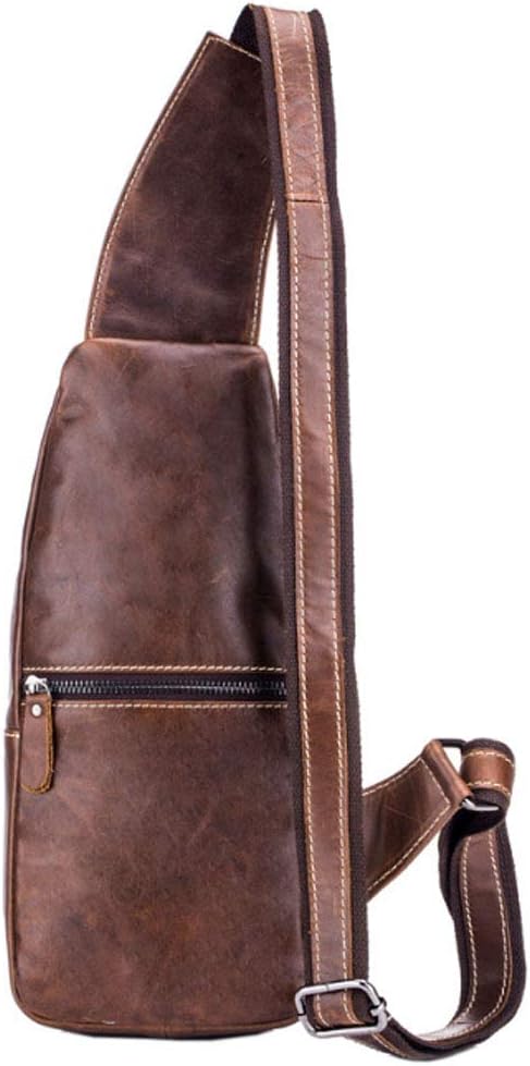 Hebetag Leather Sling Bag Backpack for Men Women Travel Outdoor Sports Camping Casual Crossbody Shoulder Chest Day Pack Backpacks Brown