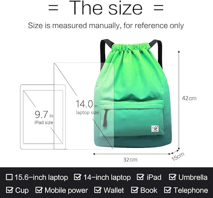 Waterproof Drawstring Bag, Gym Bag Sackpack Sports Beach Backpack for Men Women