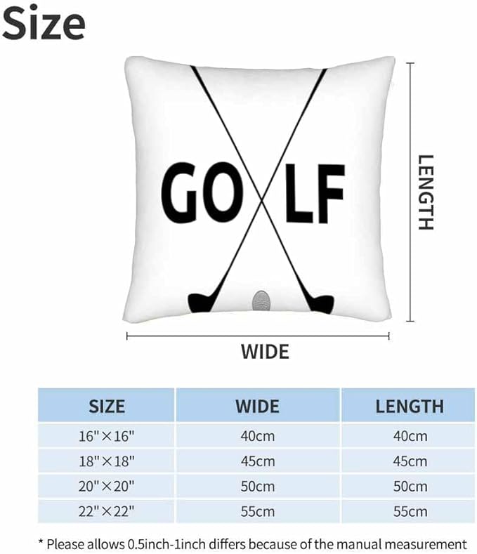 Black Golf Clubs Pillow Covers 18 X 18 Sports Themed Decor Symbol Golf Set of 2 Pillow Cases Square Velvet Outdoor Throw Cushion Pillowcases Decorative for Home Bed Sofa Couch Hotel