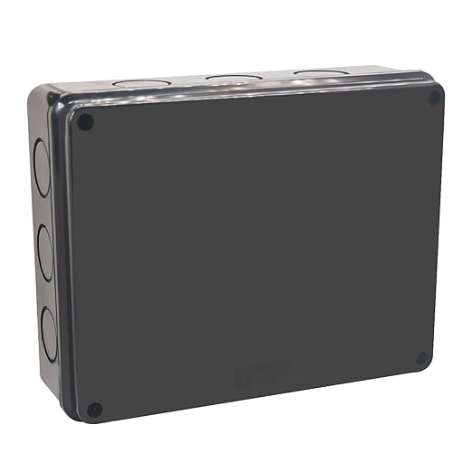 Project Box IP65 Waterproof Dustproof Junction Boxes ABS Plastic DIY Electronic Case, Indoor & Outdoor Electrical Box Power Cord Enclosure Black 255x200x80mm