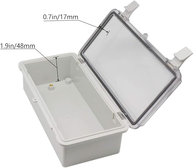 Zulkit Junction Box ABS Plastic Dustproof Waterproof IP65 Electrical Boxes Hinged Shell Outdoor Universal Project Enclosure Clear Cover with 2 Cable Glands 7.9 x 3.9 x 2.8 inch (200x100x70mm)