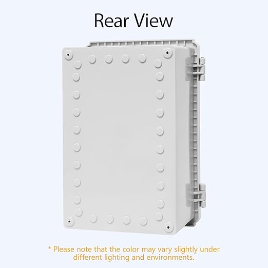 LeMotech Electrical Box, IP67 Waterproof Hinged Cover Stainless Steel Latch Junction Box, ABS Plastic Electrical Enclosure with Mounting Plate,Wall Brackets, Cable Glands,11.4"x7.5"x5.5",Grey