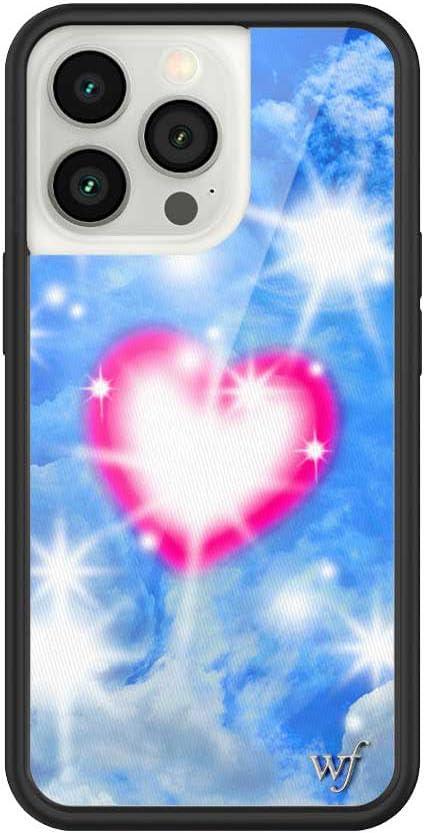 Wildflower Cases - Compatible with iPhone 13 Pro | Protective Black Bumper, 6.5ft Drop Test Certified, Women Owned Small Business | Clouds Heart Blue Pink Trendy | Sky Fantasy
