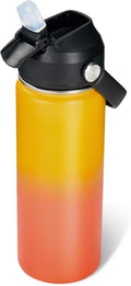 Fijinhom 32oz Insulated Stainless Steel Water Bottle, Wide Mouth Double Wall Vacuum, Silicone Straw, Sweat & Leak Proof, BPA Free Insulated Water Flask for Travel, Keep Cold 24h Hot 12h, Orange