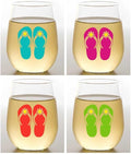 Set of 4 Shatterproof Designer 16 oz Plastic Wine Glasses MADE in the USA (FLIPPIN' GOOD TIMES)