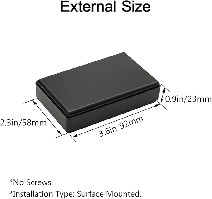 LeMotech Project Box, 5 Pieces ABS Electrical Box Small Junction Box for Electronics PCB Case,Electronic Hobby Box Black, Outside Size 3.6 x 2.3 x 0.9 inch (92 x 58 x 23 mm)