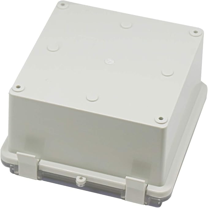 Zulkit Junction Box ABS Plastic Dustproof Waterproof IP65 Electrical Boxes Hinged Shell Outdoor Universal Project Enclosure Clear Cover with 2 Cable Glands 5.9 x 5.9 x 3.5 inch (150x150x90 mm)