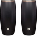 SNOWFOX Premium Vacuum Insulated Stainless Steel Beer Glass, Home Bar Accessories, Elegant Bartending, Lightweight Pint Glasses, Sleek Drinkware, Frosty Beverages Stay Cold, 18oz, Set of 2,Black/Gold