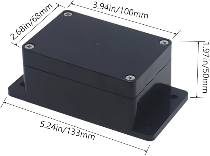 2pcs Project Box ABS Black Electrical Boxes IP65 Outdoor Waterproof Box Electronic Junction Box Fixed Ear Power Enclosure with Cable Glands for DIY Project 3.94 x 2.68 x 1.97 inch