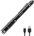 okcomuy Rechargeable LED Pen Light Flashlight,300 Lumens IP67 Waterproof with Pocket Clip 4-Zoomable| 3 Modes, Prefect Pocket Small Flashlight for Inspection,Work,Repair,Camping