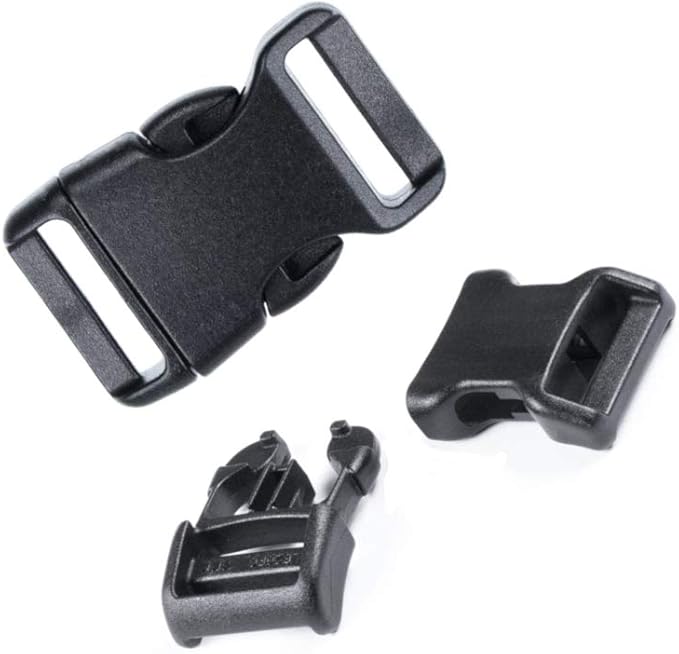 Black Plastic Side Release Buckles for Paracord Bracelets (3/4 Inch, 25 Pack)