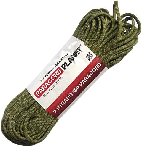 Paracord Planet Solid Color 550lb Paracord – 7 Strand Type III Nylon Cord for Indoor and Outdoor Tasks – Moss (10 ft)
