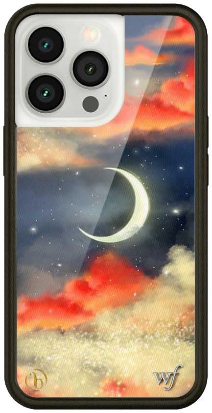 Wildflower Cases - Compatible with iPhone 13 Pro | Protective Black Bumper, 6.5ft Drop Test Certified, Women Owned Small Business | Moon Aesthetic Trendy | Collab - Orebella