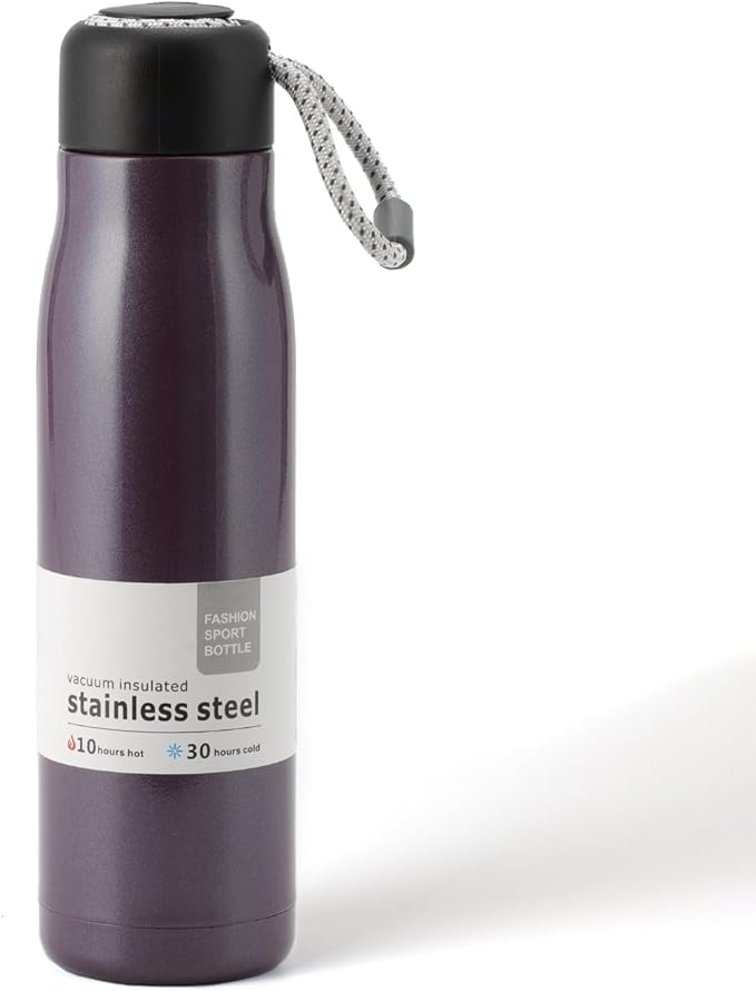Dusgut 17 oz Stainless Steel Water Bottle Double Wall Vacuum Insulated Kids Wide Mouth Flask with Leakproof Portable Lid