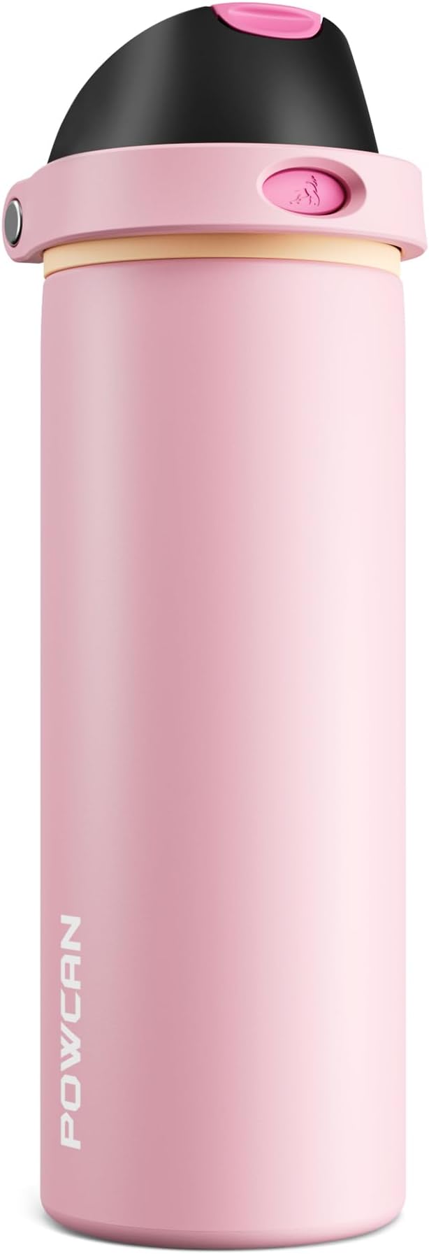 POWCAN 24 oz Insulated Water Bottle for Women: 2-in-1 Push-Button Spout & Quick-Flip Straw, Leakproof, Cold 24Hrs, Fits Car Cup Holder, Stainless Steel Cup for Sports, Camping, Gift (Polka Whimsy)
