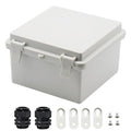 Zulkit Junction Box ABS Plastic Dustproof Waterproof IP65 Electrical Boxes Hinged Shell Outdoor Universal Project Enclosure with 2 Cable Glands 5.9 x 5.9 x 3.5 inch (150x150x90 mm)