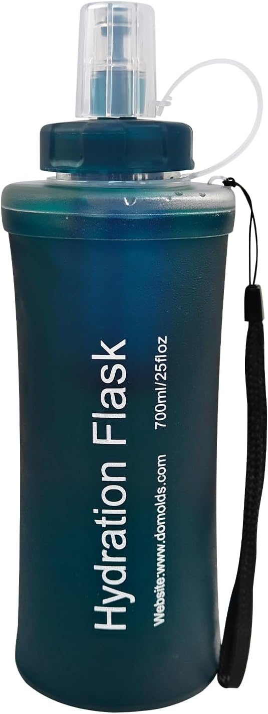 700ML Collapsible Water Bottle with Filter for Hiking, Camping & Travel - TPU Soft Flask, 0.1 Micrometer Hollow Fiber Membrane for Clearer, Better Tasting Outdoor Water(Hunter Green)
