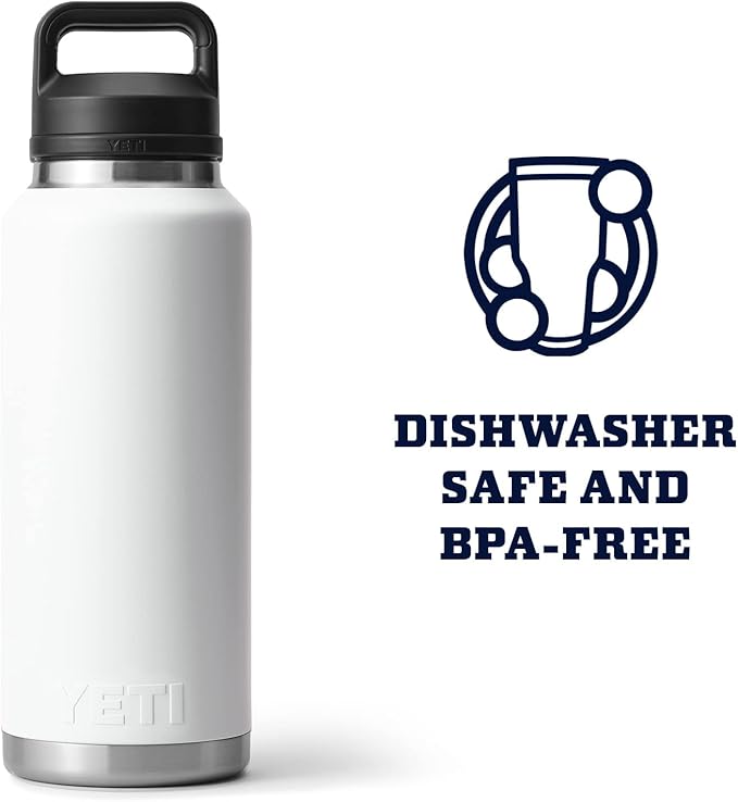 YETI Rambler 46 oz Bottle, Leakproof, Vacuum Insulated, Stainless Steel with Chug Cap, White