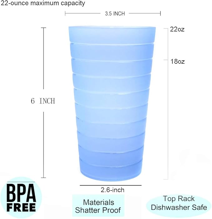 KX-WARE Mixed Drinkware 22-ounce Plastic Tumblers/Drinking Glasses/Party Cups/Iced Tea Glasses, Set of 12 Multicolor | Unbreakable, Dishwasher Safe, BPA Free