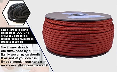 BORED? PARACORD! 550 lb Paracord – Ideal for Crafting, DIY Projects, Camping, Military & Active Outdoors – 300+ Colors – Tactical Parachute Cord Type III – Strong - Methane 50 Feet