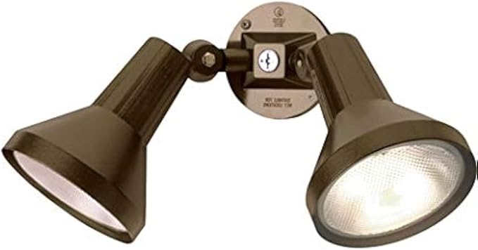 Ciata 15" Outdoor Security Flood Light 2 Head with Heavy Duty Cast Aluminum Body 150W PAR38 Weather Proof Dark Bronze Finish
