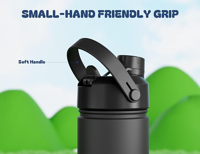 POWCAN 18 oz Insulated Water Bottle with 2-in-1 Straw and Spout Lid, Keep Cold 24H, Leak-Proof, Fits in Car Cup Holder, BPA-Free, Stainless Steel Kids Water Bottle for Sports, Travel, School (Queen)