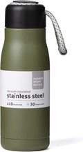 Small Water Bottle 12 oz, Dusgut Insulated Water Bottle, Stainless Steel, Wide Mouth Portable Lid, Army Green