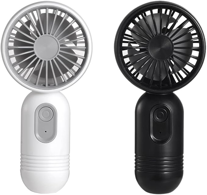 VanSmaGo Portable Mini 2-pack Handheld Personal Small Fan with 3-speed for Travel, USB Rechargeable Battery Operated Eyelash Fan, Black&White