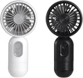 VanSmaGo Portable Mini 2-pack Handheld Personal Small Fan with 3-speed for Travel, USB Rechargeable Battery Operated Eyelash Fan, Black&White