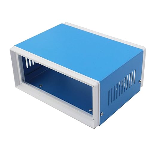 Zulkit Junction Box Blue Metal Project Box DIY Electric Enclosure Case Preventive Case Electrical Box 7.9 x 6.5 x 3.5 inch