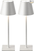 Fizrice Cordless Table Lamp Rechargeable Lamps: 6000mAh Battery Operated Table Lamp Outdoor Waterproof, Touch Control, Portable Wireless Desk Lamp for Dinner/Bedroom/Restaurant （White2 Pack