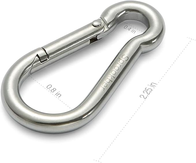 sprookber Stainless Steel Spring Snap Hook Carabiner - 304 Stainless Steel Clips, Set of 6