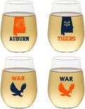 Wine-Oh Set of 4 Shatterproof Designer 16 oz Plastic Wine Glasses MADE in the USA (AUBURN)