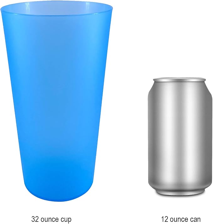AOYITE Large Plastic Cups Reusable - 32 oz Big Drinking Cups set of 8 - BPA Free Dishwasher Safe Water Tumblers - Unbreakable Drink Cup for Kids Kitchen Outdoor