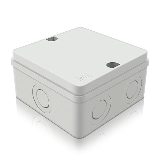 SuperInk Outdoor Junction Box IP66 Waterproof Electrical Enclosure 4.2 x 4.2 x 2.3 PVC/ABS Weatherproof Project Box, Compact Electrical Case for Garden, CCTV, DIY Wiring,1PCS