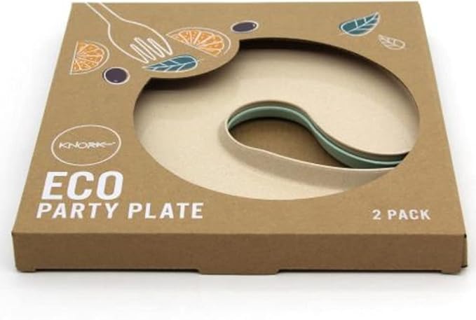 Knork Eco Party Bundle, Appetizer Wine Cup Holder Plate, 2 Piece Set, Mint/Sand