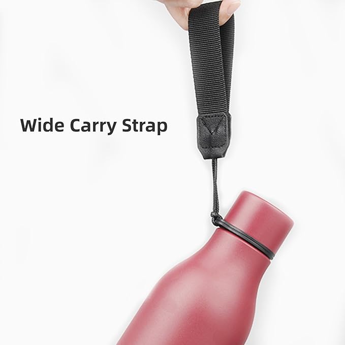 Konokyo Insulated Water Bottle with Strap,18 oz Double Wall Stainless Steel Vacuum Bottles Metal Water Flask,Brick Red