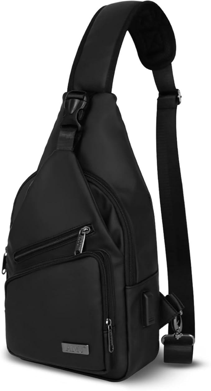 AMJ Crossbody Sling Bag Men Women, Casual Shoulder Backpack, Chest Daypack Satchel for Hiking Travel