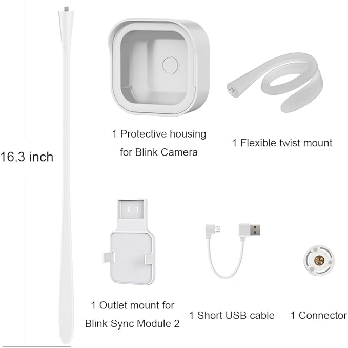 All-New Flexible Twist Mount for Blink Outdoor 4 /3rd Gen/Outdoor 2K+ Camera, with Weatherproof Protective Housing and Blink Sync Module Outlet Wall Mount (White)