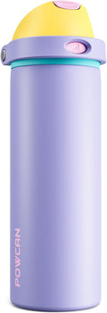 POWCAN 24 oz Insulated Water Bottle: 2-in-1 Push-Button Spout & Quick-Flip Straw, Leakproof, Cold 24Hrs, Fits Car Cup Holder, Metal Sports Water Bottle, Gift for Women, Girls, Daughter (Tangled Shine)