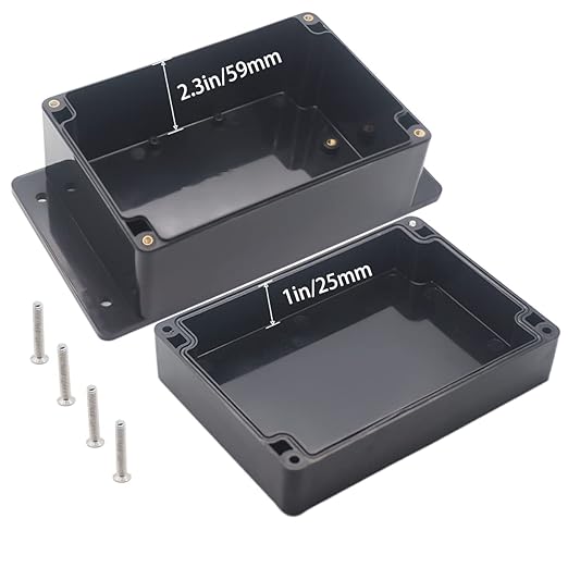 Watertight Junction Box, IP67 Waterproof Project Box Durable ABS Plastic Electronic Enclosure Case for DIY Electrical Project with Wall Fixed Ear 6.30" x 4.33" x 3.54"(160 x 110 x 90 mm)
